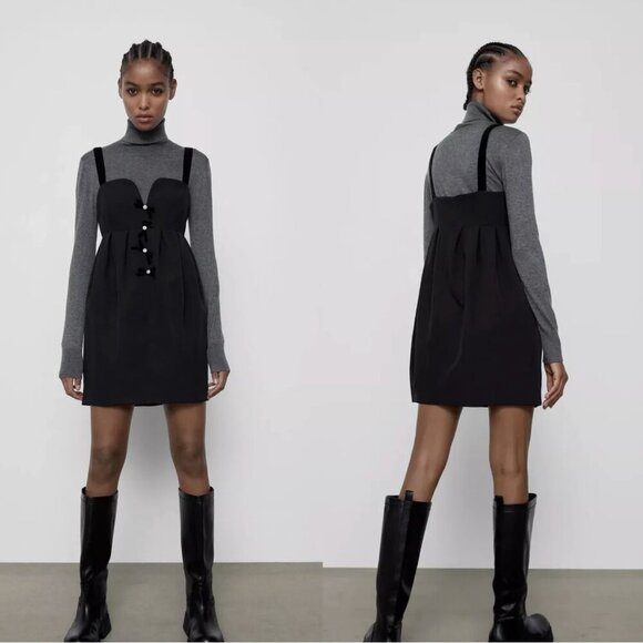 Zara Jewel Strappy Mini V Neck Dress Size S NEW WITH TAG! - Picture 6 of 7